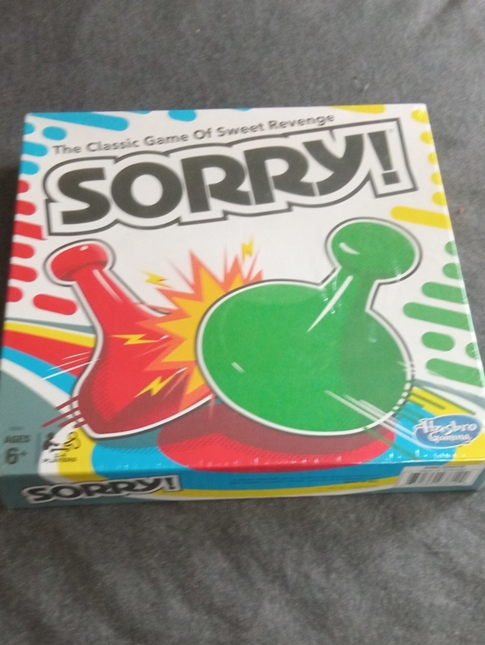Hasbro Sorry! Board Game Box with Red and Green Pawns